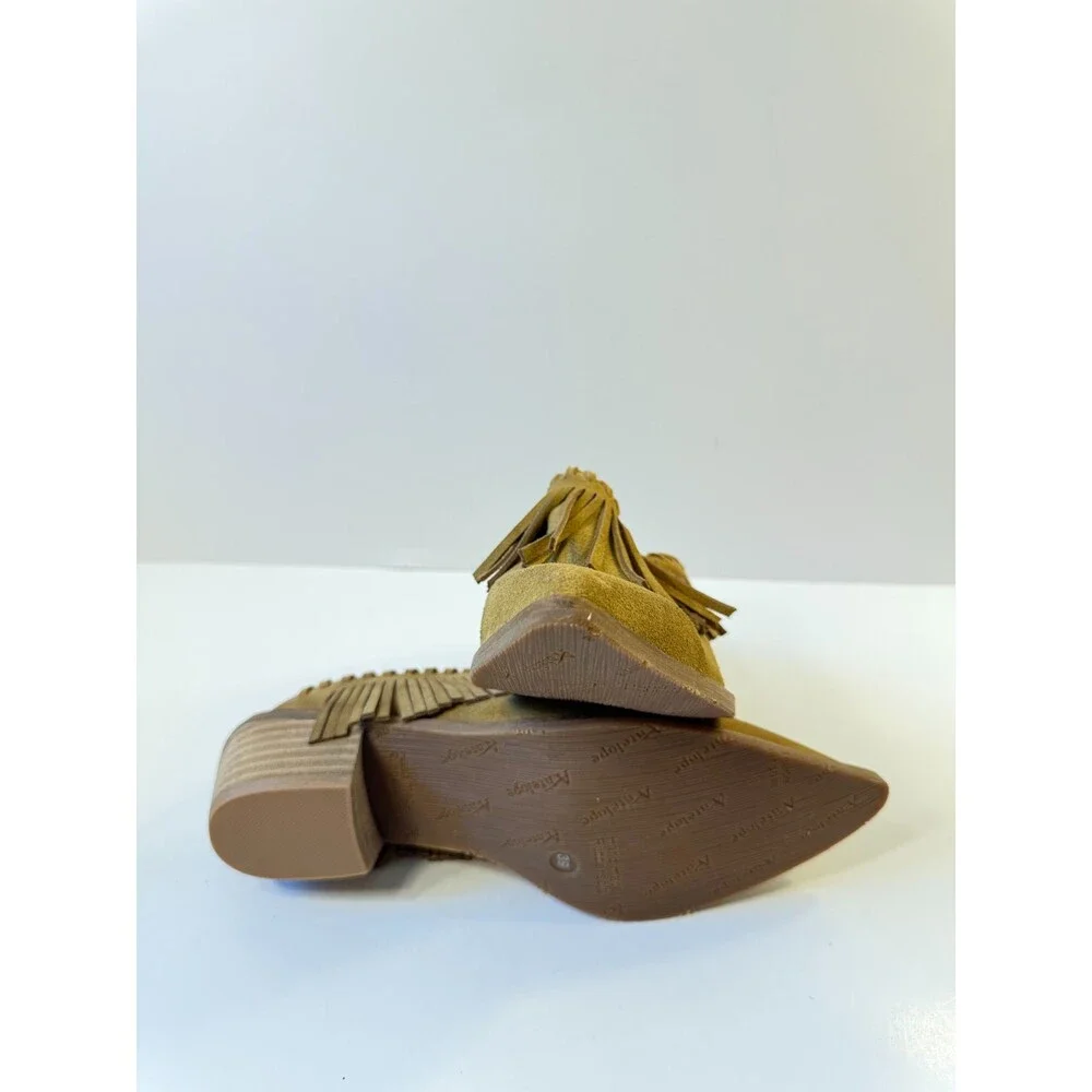 Antelope Womens Sandals Dabney Fringe Suede Muels Brown US 9 EU 39